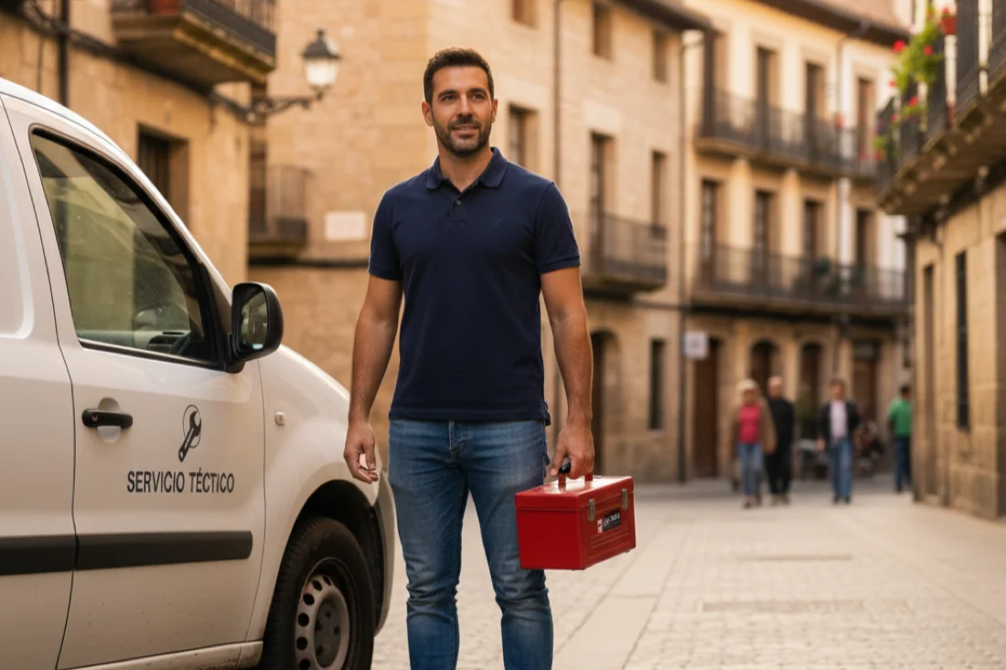 Técnico de PERSIROCA junto a la furgoneta en La Roca del Vallès